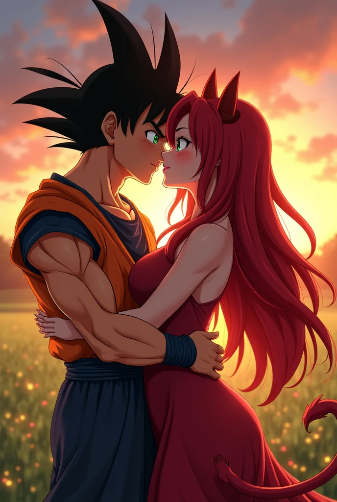 Goku from dragon ball kissing rias gremory from school dxd

