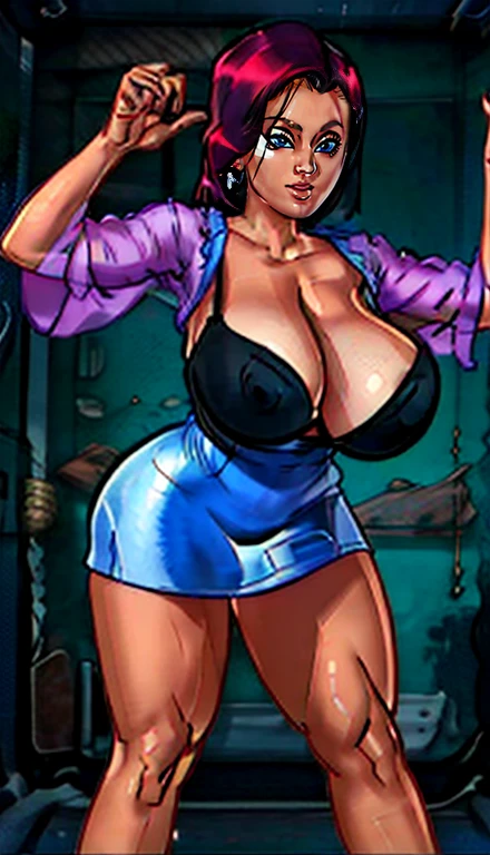 supergirl, pureerosface_v1, sticker of a girl from dc comic, full body, Kim Jung gi, , (gigantic breasts breasts 1.6),soul, digital illustration, comic style, cyberpunk, perfect anatomy, centered, approaching perfection, dynamic, highly detailed, watercolor painting, artstation, concept art, smooth, sharp focus, illustration, art by Carne Griffiths and Wadim Kashin ,, (masterpiece, best quality, ultra-detailed, best shadow),, In the style of Neon Genesis Evangelion, you find yourself standing on a desolate, post - apocalyptic wasteland, as the distant ruins of a massive city loom on the horizon. The sky is filled with ominous clouds, as a massive creature towers in the distance, huge breast, gigantic , titsnipples, curvy, thicc
