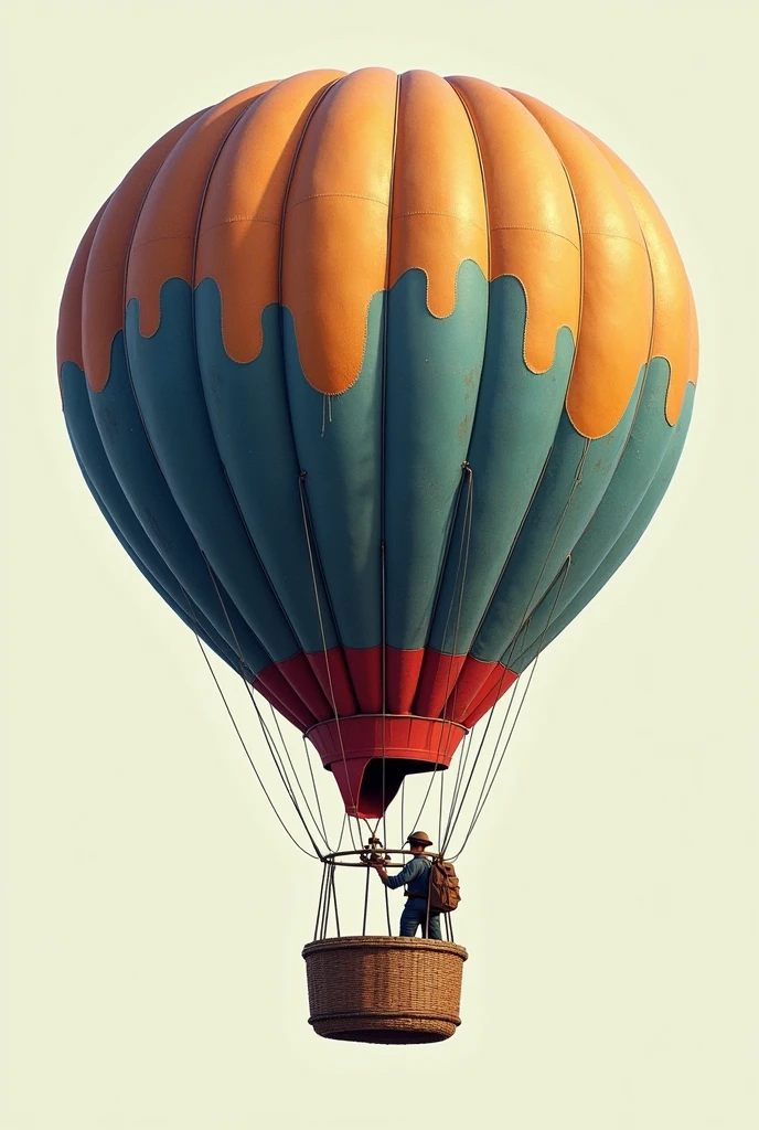 Logo for a web page that contains the abstract colored planet Earth where this is the hot air balloon and in the basket there is a person exploring with an explorer&#39;s suit 