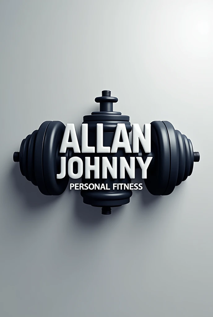 Logo written Allan Johnny personal fitness containing dumbbells and a 3D pump