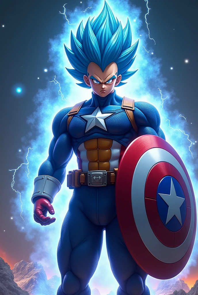 Vegeta super Saiyan Blue with Captain America suit