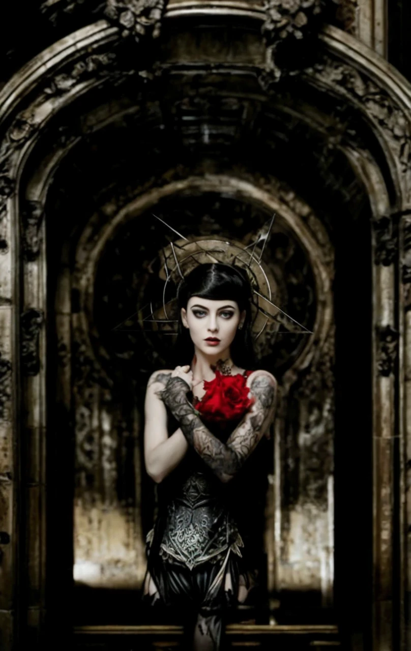 beautiful seductive woman, greeneyes, very big tits, long straight black hair, vampires, dark, sexly, bloodstains, tatoo, realisitic, hellish mascara, The Queen of the Damned, condessa bathory, Elvira the queen of darkness, vampirela, xena, 8k, Maximum quality, (very detailed head: 1.0), (very highly detailed face: 1.0), (very detailed hair: 1.0),