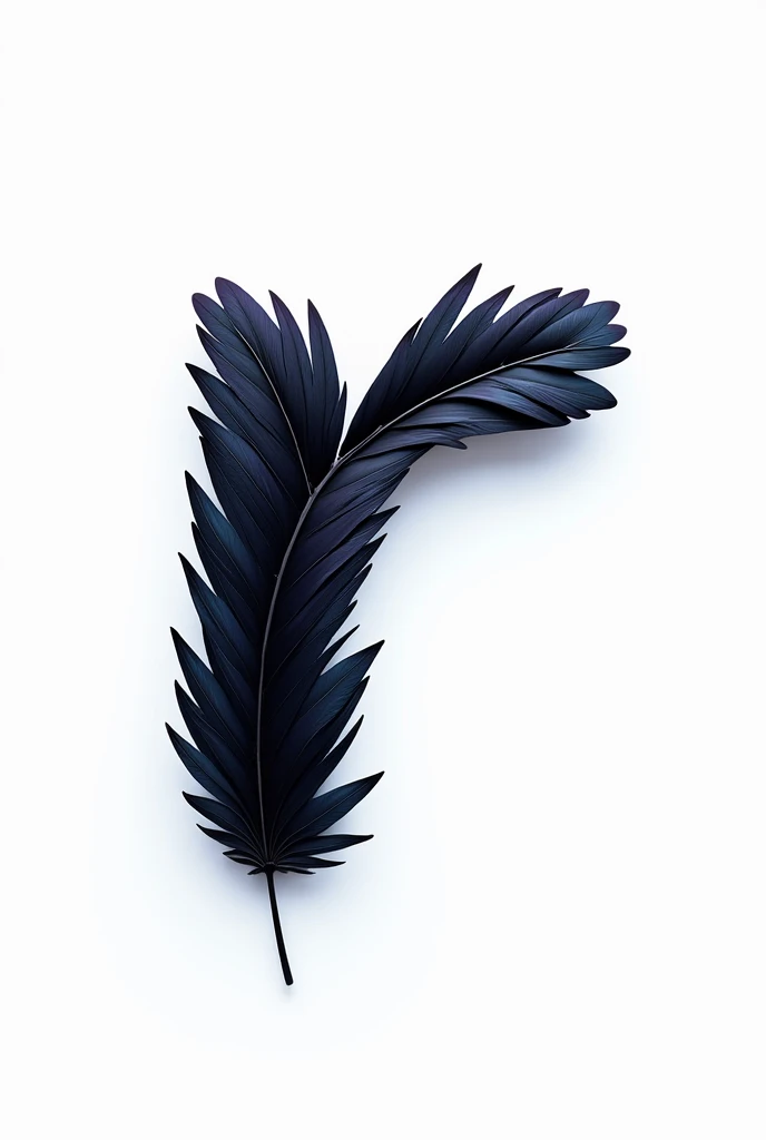 letter "r", in lowercase, with raven feathers throughout the letter, and white background
