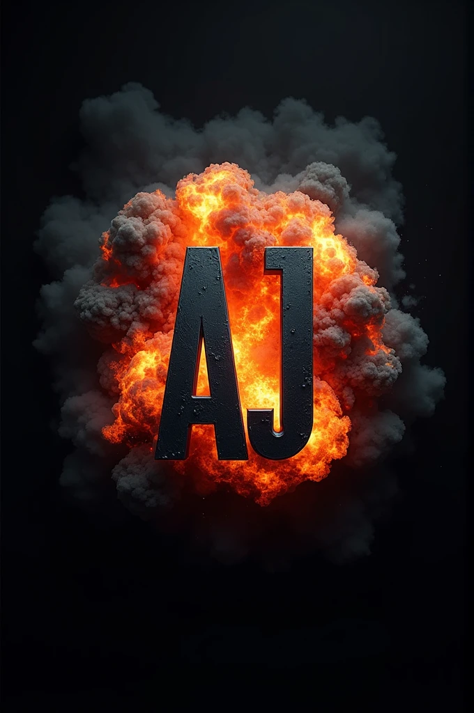 Logo with the initials A and J with a bomb design in the background