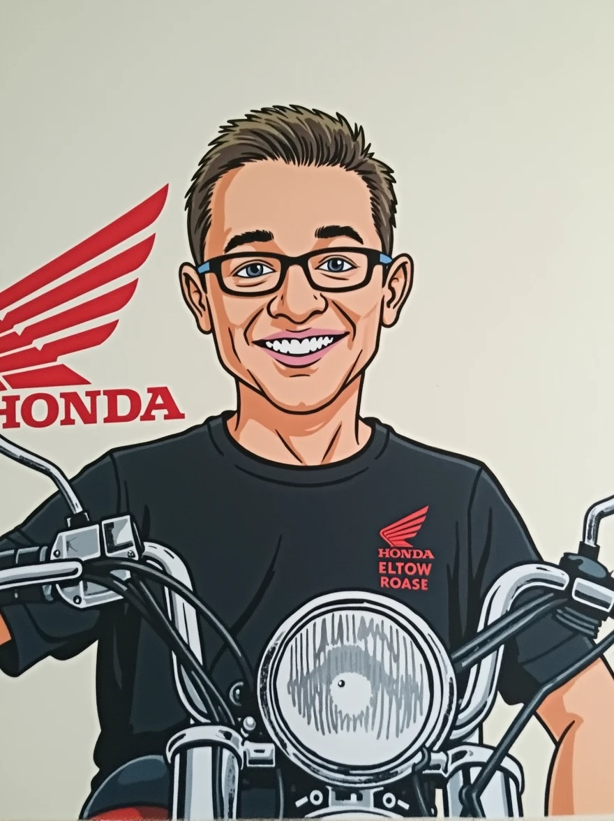 Honda Motorcycle Salesman Cartoon