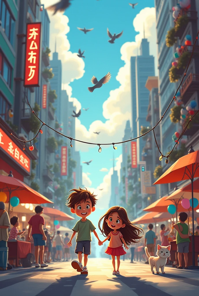 The boy and the girl live in a city