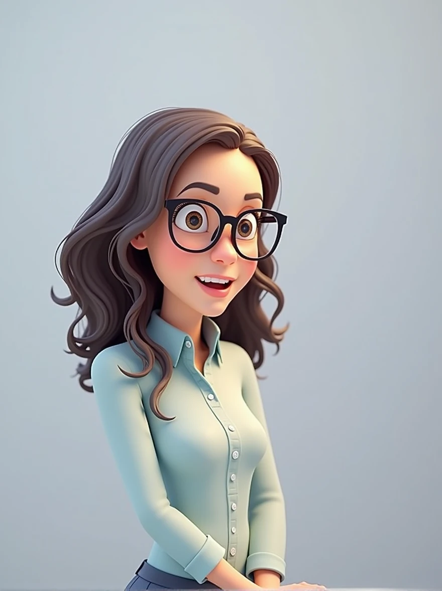 Cartoon character of a man in black glasses and blue shirt, an animated character, stylized character, animation style rendering, 3d stylized, Arnold Maya rendering, Stylized 3D rendering, toon render screenshot, 3d character, 3d character, Stylized 3D rendering, 3D character rendering, cartoon character, Personagem de close up, character posing, (Pixar-style) (master part:1.2) (bokeh) (best qualityer) (skin detailed) (detailed texture) (8k) (Argilla) (cinematic lighting) (sharp focus，Sit down and lift your upper body