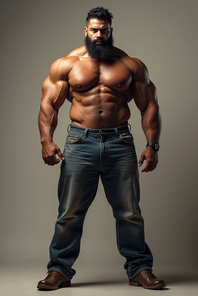 Very masculine, tall and fat boy with a penetrating look and a girl-type beard with a bit of a mustache of Dominican and Puerto Rican nationality.