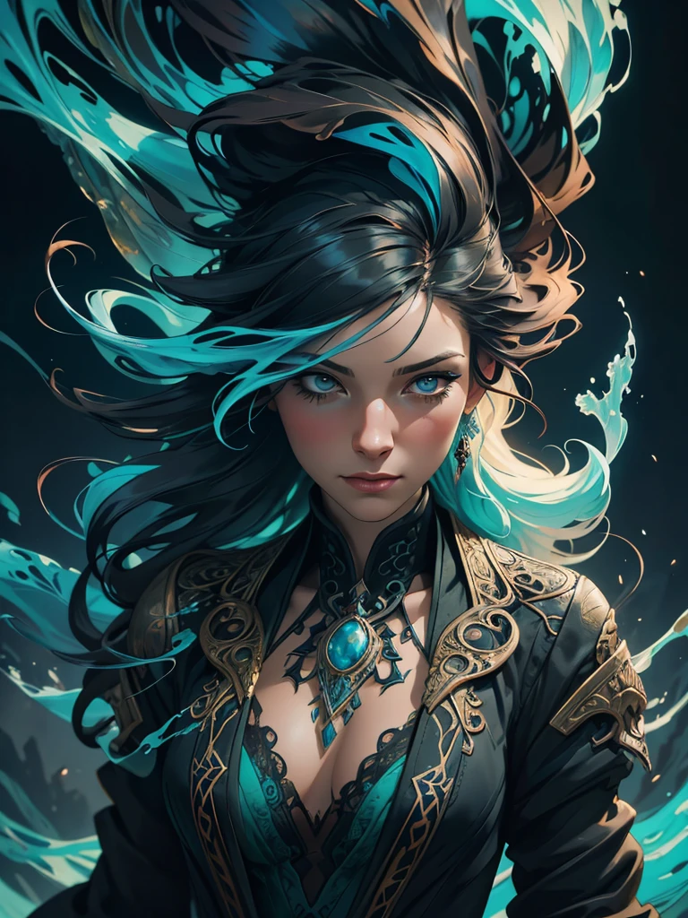 Colorful beautiful woman: Black ink flow: 8k resolution photorealistic masterpiece: by Aaron Horkey and Jeremy Mann: intricately detailed fluid gouache painting: by Jean Baptiste Mongue: calligraphy: acrylic: watercolor art, professional photography, natural lighting, volumetric lighting maximalist photoillustration: by marton bobzert: 8k resolution concept art intricately detailed, complex, elegant, expansive, fantastical, Dream Cather,