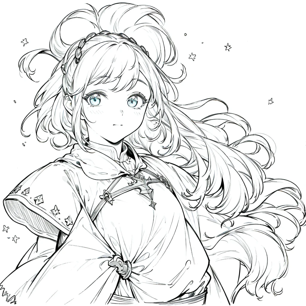 ((best quality:1.4)), white background, (bust), Medieval background, female adventurer