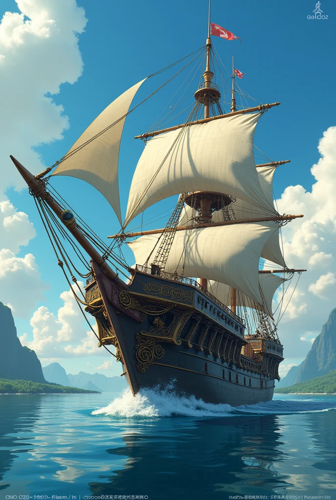 Ghibli Movies「Spirited Away」Characters in「fang」Please draw a ship based on the motif of。