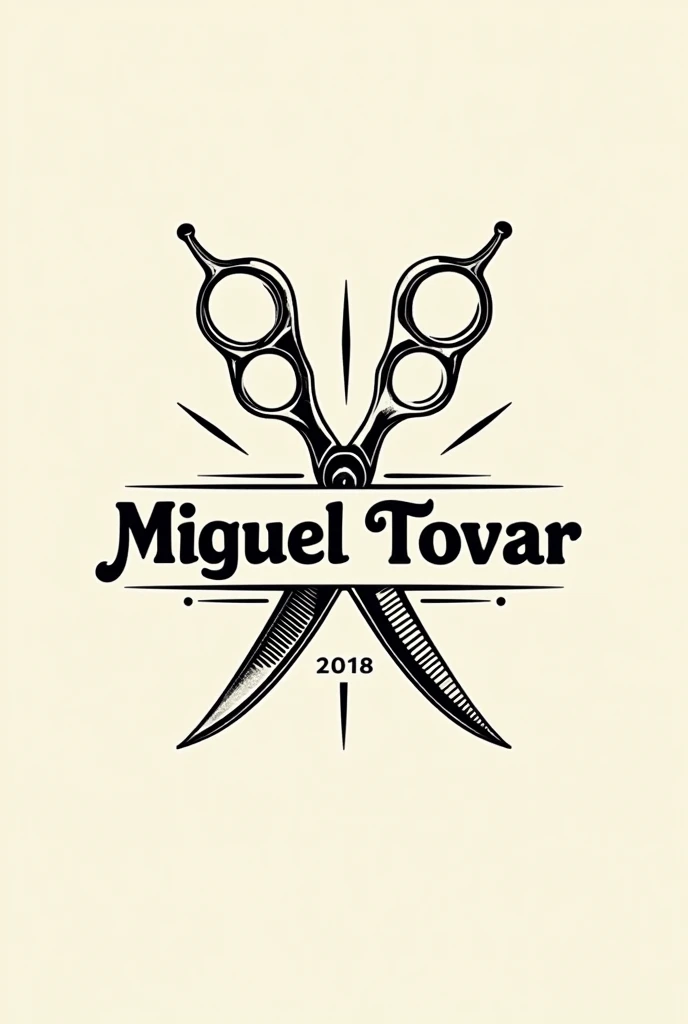 barbershop logo, scissors comb and in the center the word Miguel Tovar