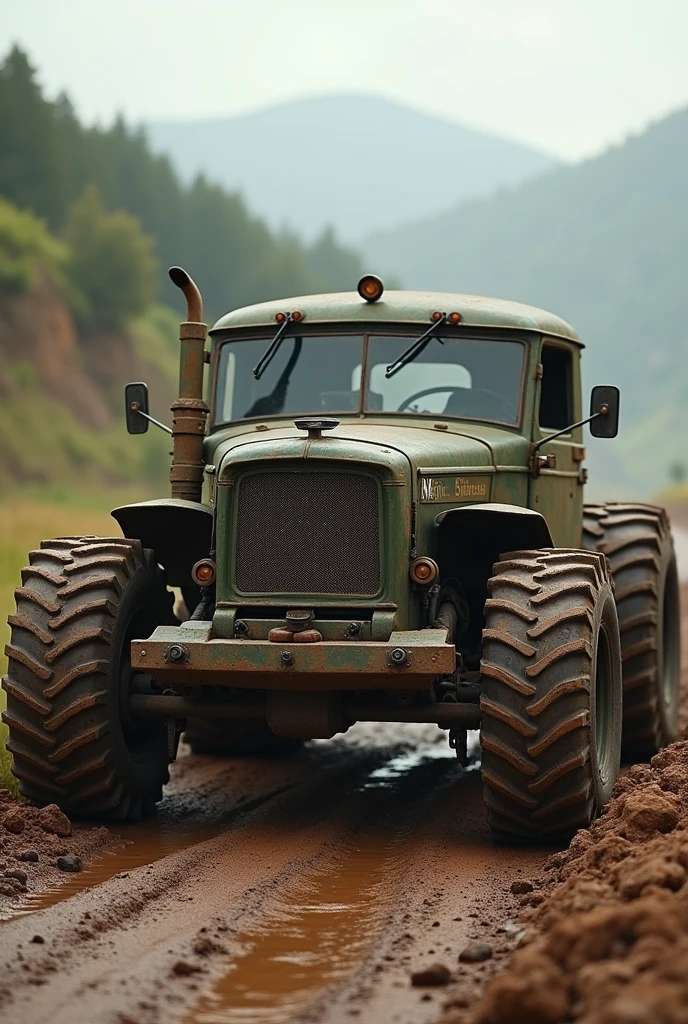 thar car with tractor wheel