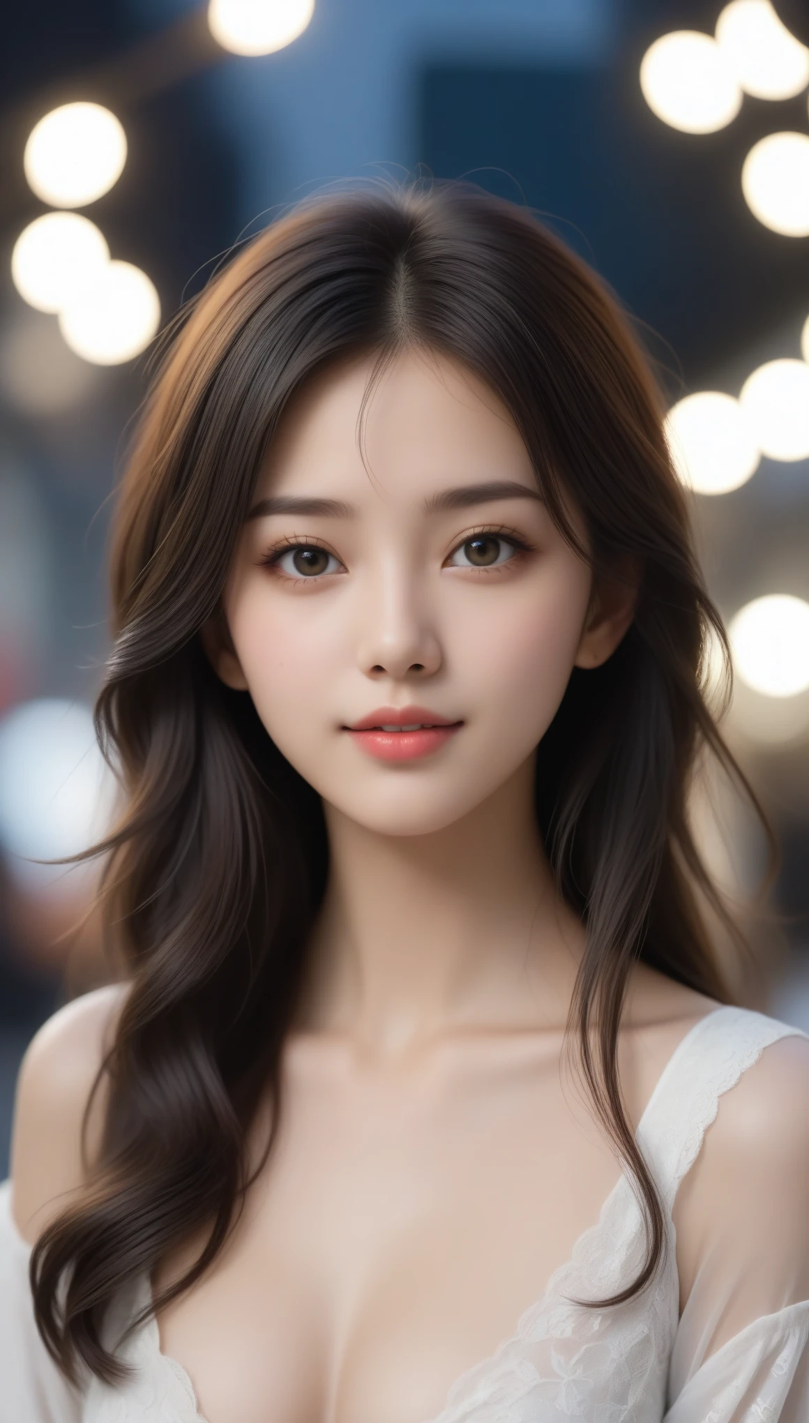 8k, Ultra-high resolution, Highest quality, masterpiece, 三分割法によるphotograph,Surreal, photograph, 1 Girl, (16 years old:1.3), pretty girl, Cute Face, 細部までBeautiful Eyes, 細かくdetailedに,masterpiece,One Girl:1.2,Japanese female announcer,close up,smile,Black Hair,Loose curly hair, (Beautiful attention to detail),Subtle details, detailedな顔, smile,Attractive girl,(女の子のポートレートphotograph:1.4),(Photorealistic images:1.4),Fantasy art,Gray background,(Beautiful Face:1.4),Beautiful and attractive eyes、Beautiful Eyes、(Tight waist:1.4)、(Beautiful girl with perfect body proportions:1.4),Red lips,Looking at the audience,(((Ideal body type))),A-cup small breasts :2,、Portraiture:2、Perfect Anatomy、鮮明なdetailed、detailed,Fashion magazine cover,Thin lips,完璧でBeautiful Face ,完璧でCute Face, Skin with attention to detail, Perfect limbs、Narrow waist,Surreal,Light and shadow,stage lights