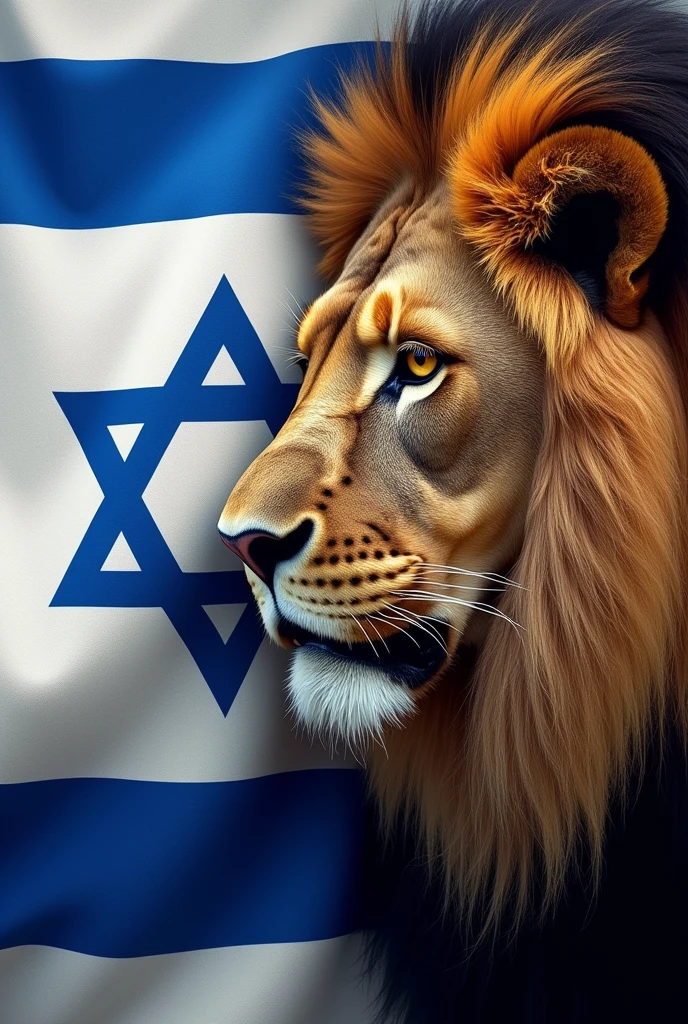 flag of israel on one side and lion&#39;s head on the other side hd 