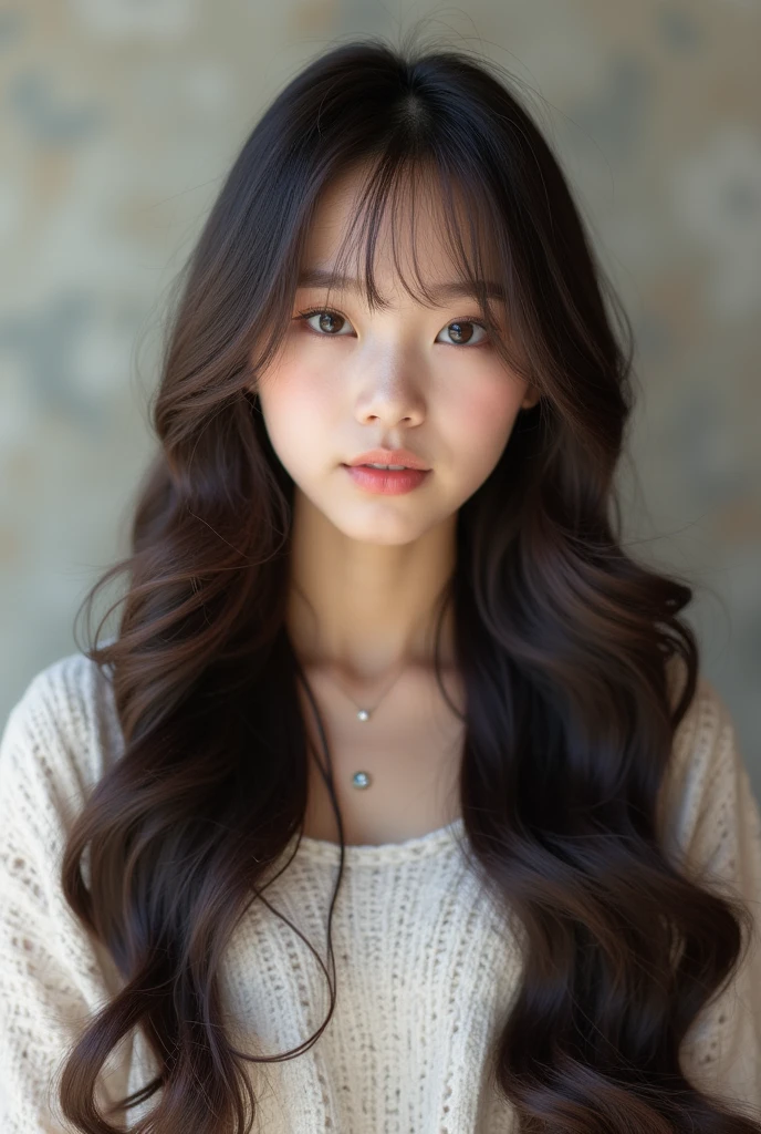 Make a long hair,Chinese junior high school girl with big eyes,Vibrant 165cm,61.5kg