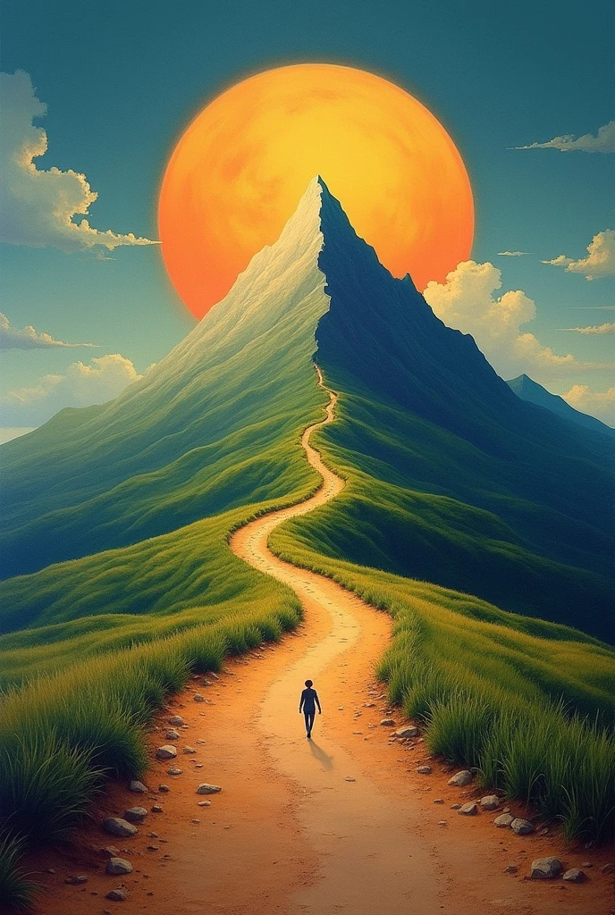 generate me an image that represents a pyramid or the road to a hill but that reflects the positions of the hierarchies, they should not have people, 