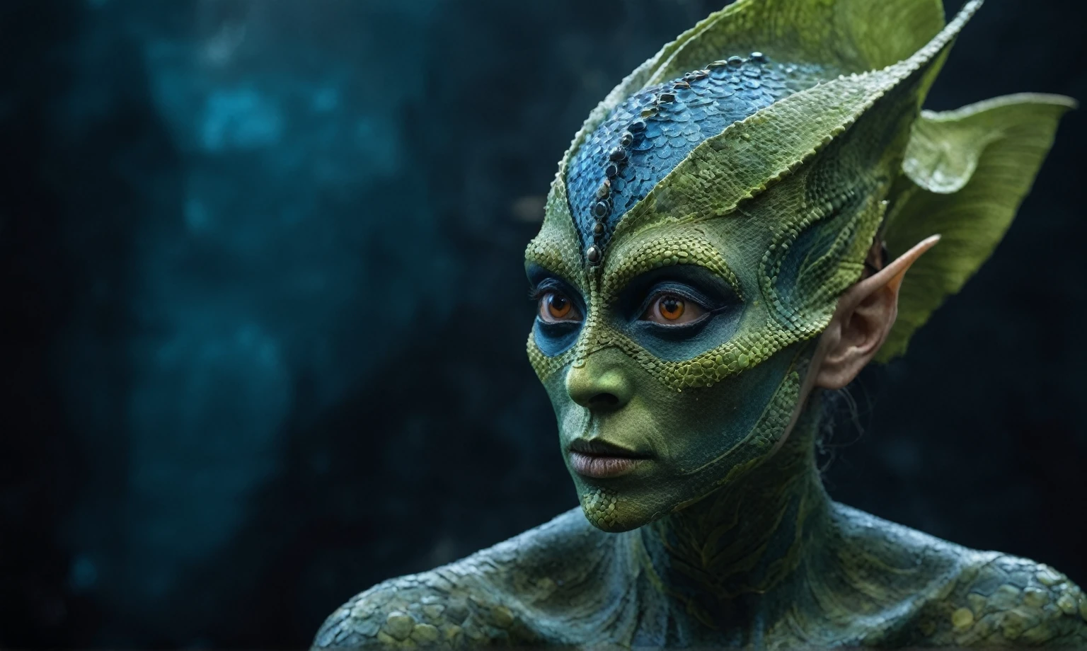 Uma foto reptiliana hiper-realista ALIEN , fotografando com Nikon Z7 II e Nikon NIKKOR Z 105mm f/2.8 molas VR S, HDR,