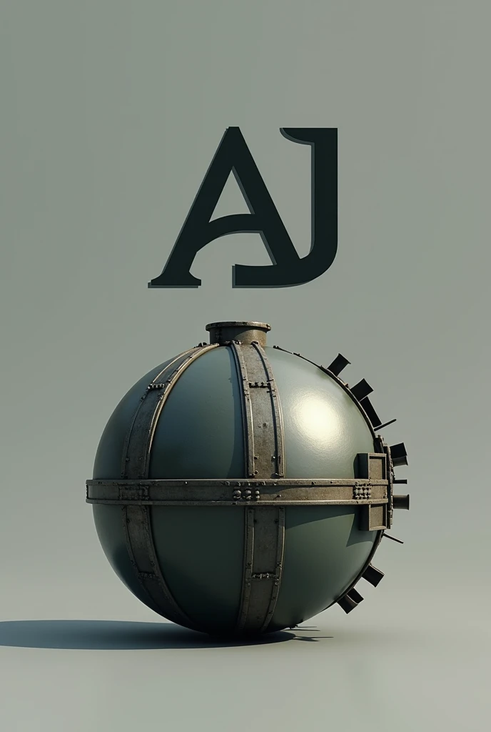 Image of a round bomb and a logo with the letters A and J