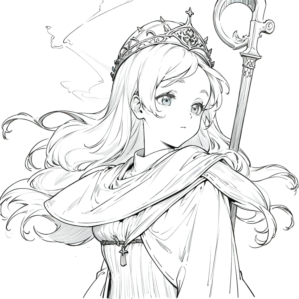 ((best quality:1.4)), white background, (bust), Medieval background, cleric