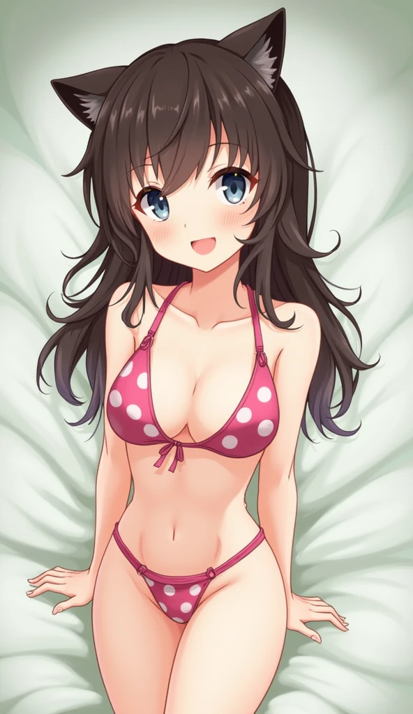 One Girl,Cat ear,18-year-old,Pure,Obedience,beautiful girl,blush one's cheeks,Polka dot bikini,sexy