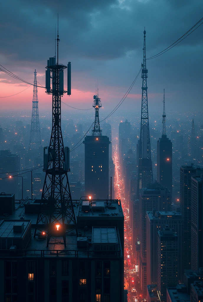 How Antennas and Wireless Networks Work in a City at Night

