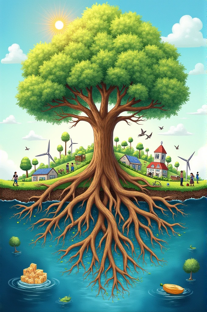 That's exciting! These are all great topics related to sustainability and environmental conservation. To help you prepare for your drawing competition, here are some creative ideas and tips for each of the topics you mentioned:
### 1. **Sustainable is Attainable**
**Concept:** Show a harmonious world where humans and nature coexist peacefully.
- **Idea:** Draw a large tree with its roots spreading out to connect with various sustainable practices, such as wind turbines, solar panels, green buildings, and organic farming. The branches of the tree could symbolize different aspects of a sustainable lifestyle, like recycling, reducing waste, and using renewable energy.
- **Details:** Include diverse elements like clean rivers, wildlife, and communities living in harmony with nature. The sun shining brightly could symbolize hope and a bright future.
### 2. **Water and Energy Conservation**
**Concept:** Illustrate the importance of saving water and energy for future generations.
- **Idea:** Split your drawing into two sections: one side showing wasteful use of water and energy (e.g., dripping taps, lights left on, polluted rivers) and the other side showing conservation efforts (e.g., water-saving devices, energy-efficient homes, rainwater harvesting).
- **Details:** Use contrasting colors to emphasize the difference between wastefulness and conservation. Add elements like a water meter or a person turning off a light switch to show conscious actions that save resources.
### 3. **Solar Energy**
**Concept:** Highlight the power of the sun as a clean and renewable energy source.
- **Idea:** Draw a bright, glowing sun with solar panels absorbing its energy. The panels could be powering various things like homes, schools, and electric vehicles. You could also include a cityscape where all the buildings have solar panels on their roofs.
- **Details:** Use vibrant colors to depict the sun’s energy, with rays spreading out to power different parts o