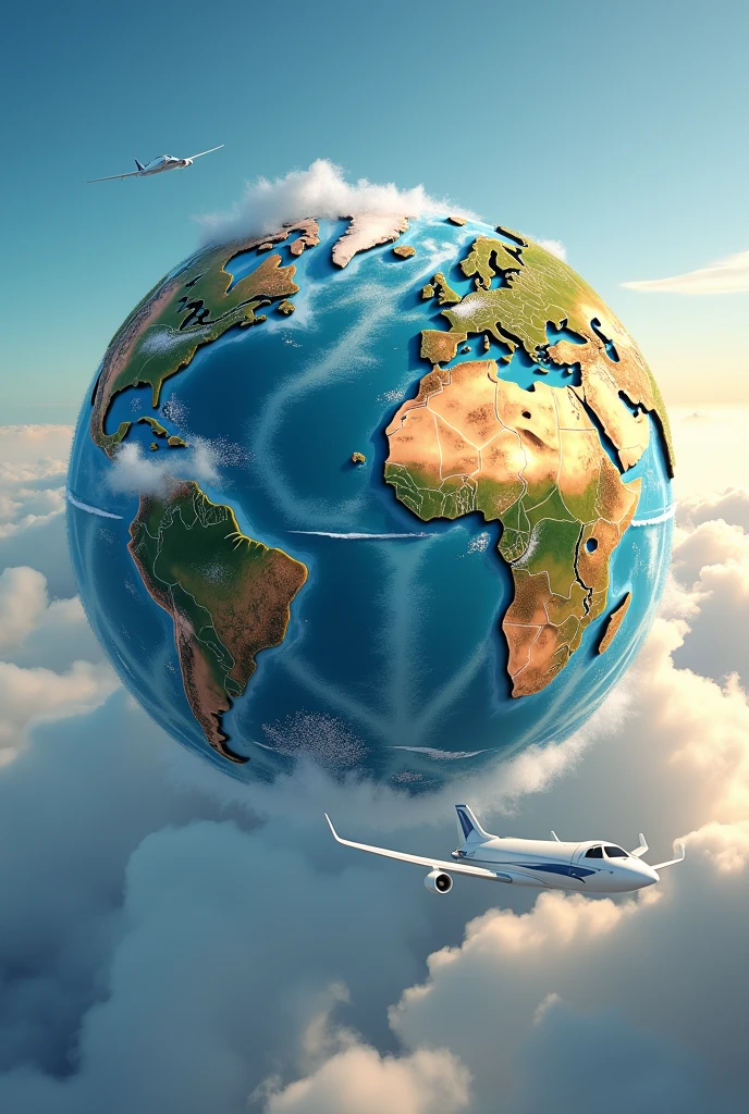 logo of a world and a flying plane