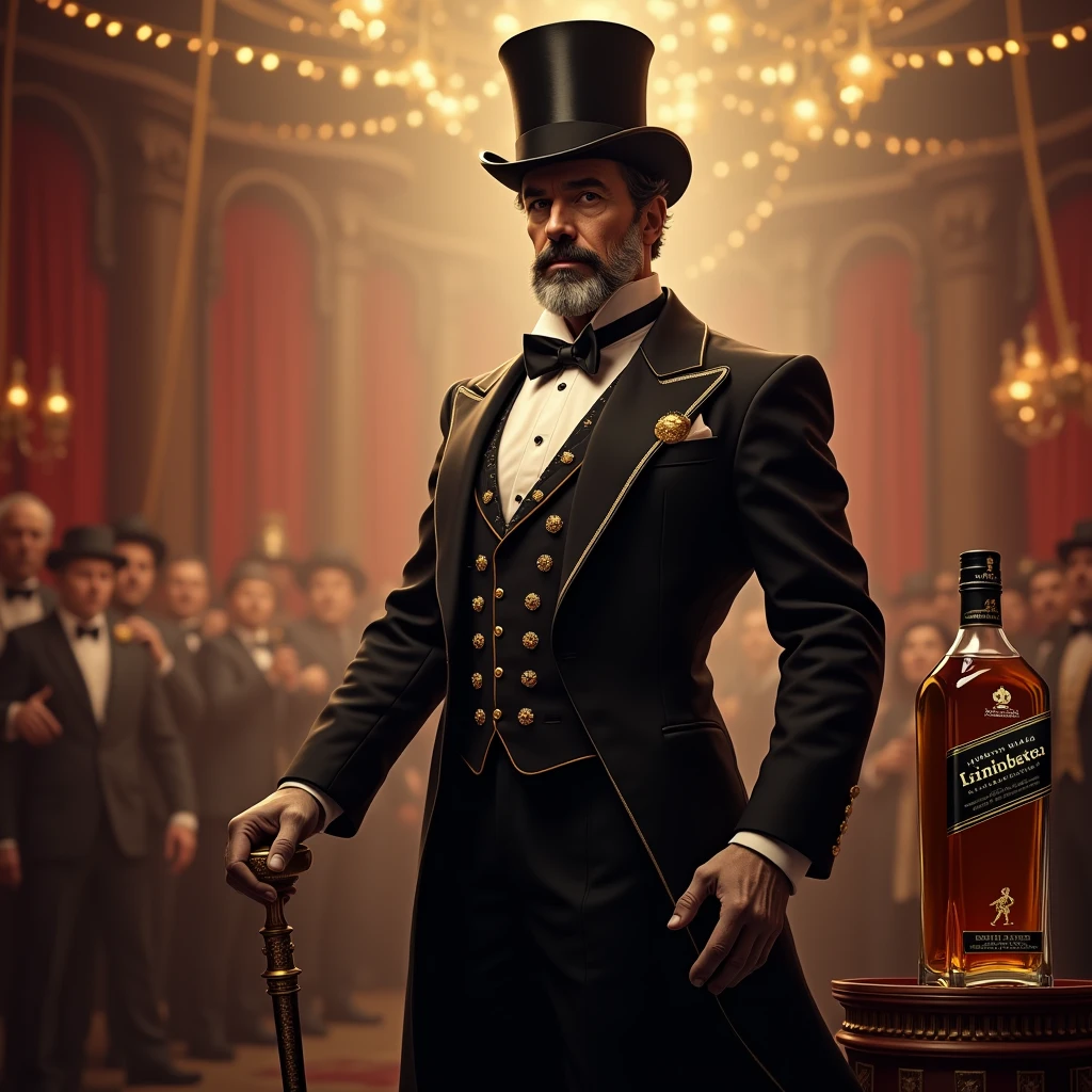 Monsieur loyal du cirque, chapeau haut de forme. Johnny walker.