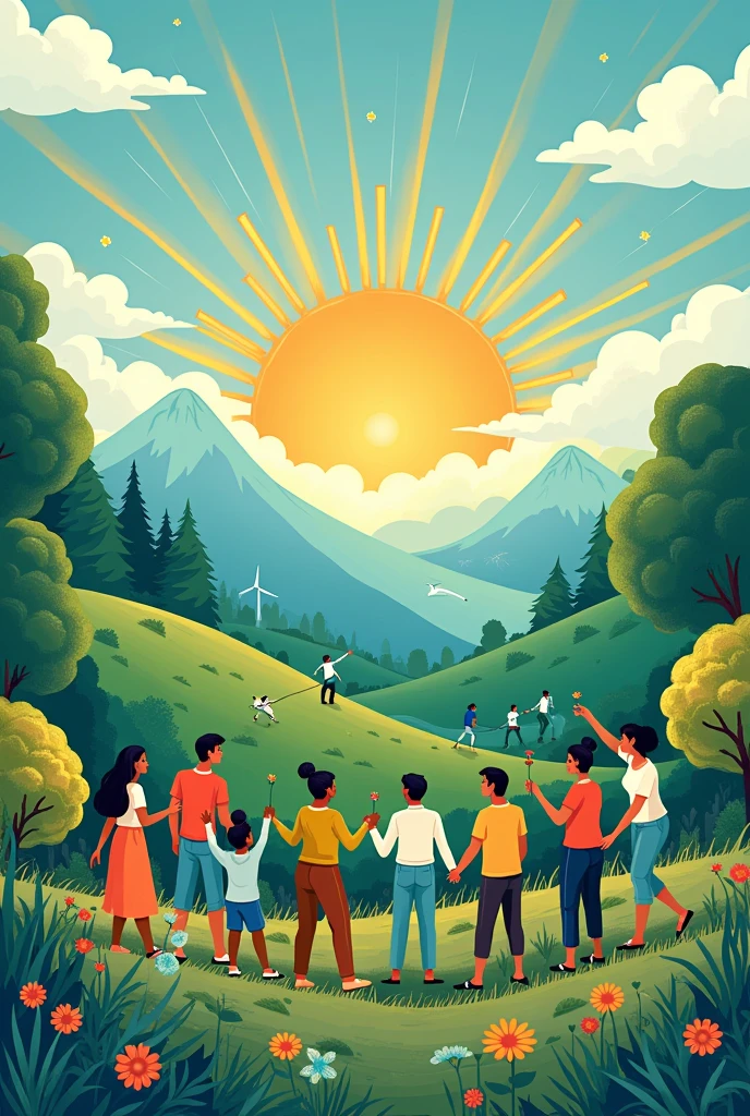 Create a poster that shows conservation of natural resources and ways to manage scarcity.