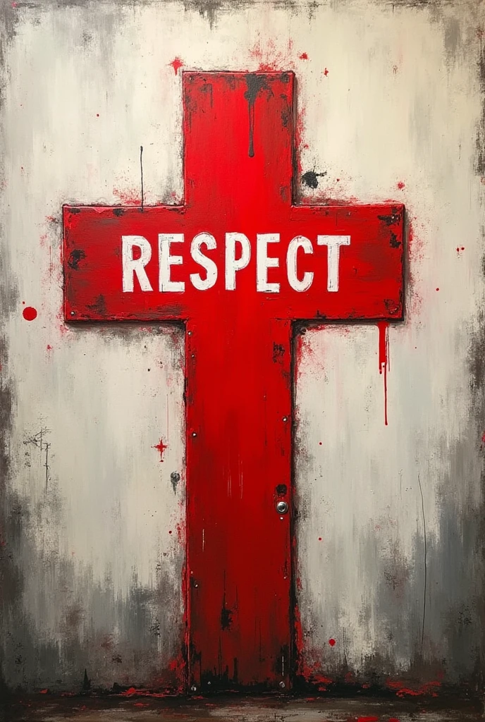 an image representing the red cross, RESPECT AND The phrase Be the change you want to see in the world THE IMAGE MUST BE REPRESENTED AS IF IT WERE A PAINTING ON A CANVAS 