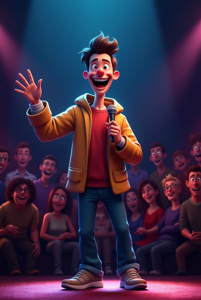Comedian laughs