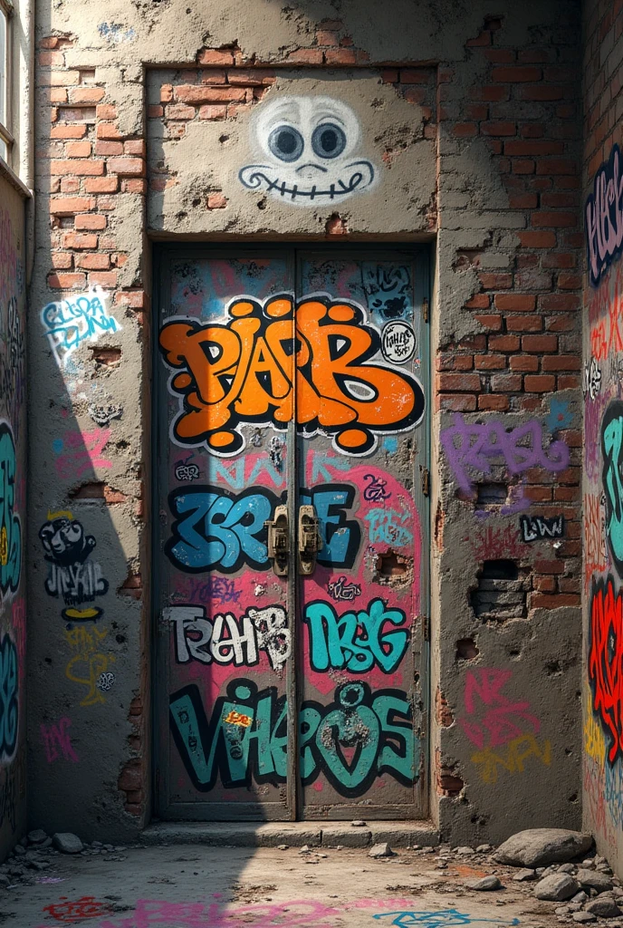 Realistic graffiti on walls