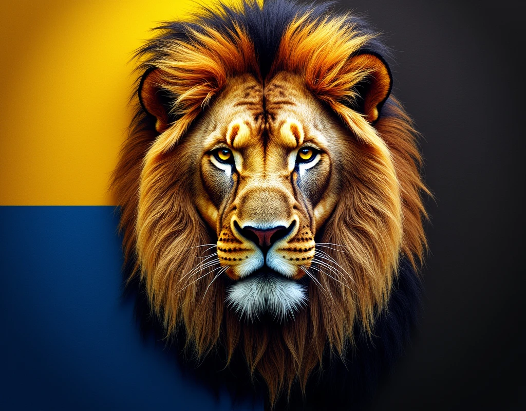 Colombian flag on one side and lion&#39;s head on the other side HD 
