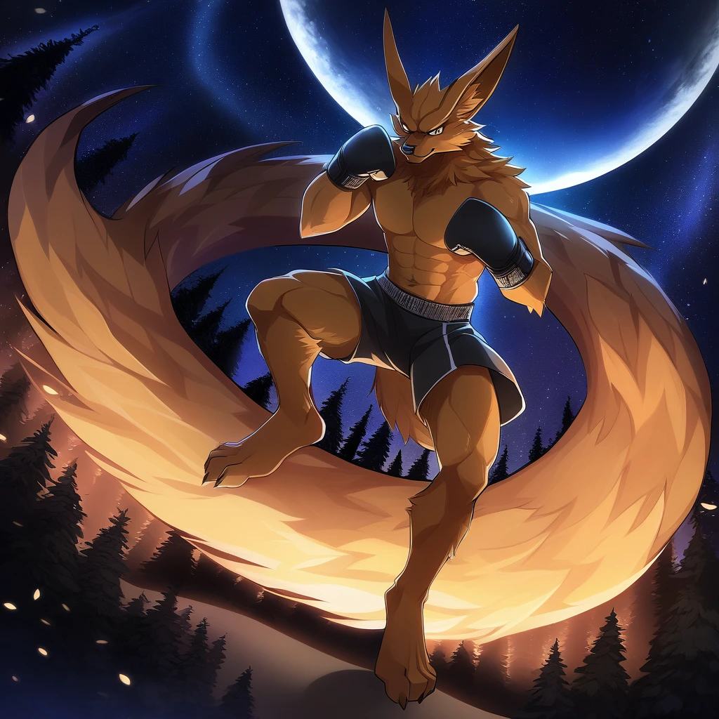 (cinematic, score_8_up,:1.5), dslr, furry, nude gray wolf, long brown hair, masculine, butt, big feet, fluffy tail, ((detailed fur)), (detailed eyes:1.5), large eyes, blue eyes, (back view), a close up of a person jumping in the air, dynamic pose realistic, dynamic perspective pose, dynamic pose perspective, dynamic action pose, character is flying, dramatic floating pose, male floating, fullbody, dynamic action pose, jump pose, perfect dynamic pose, heroic jumping pose, dramatic magic floating pose, full body with dynamic pose, dynamic pose