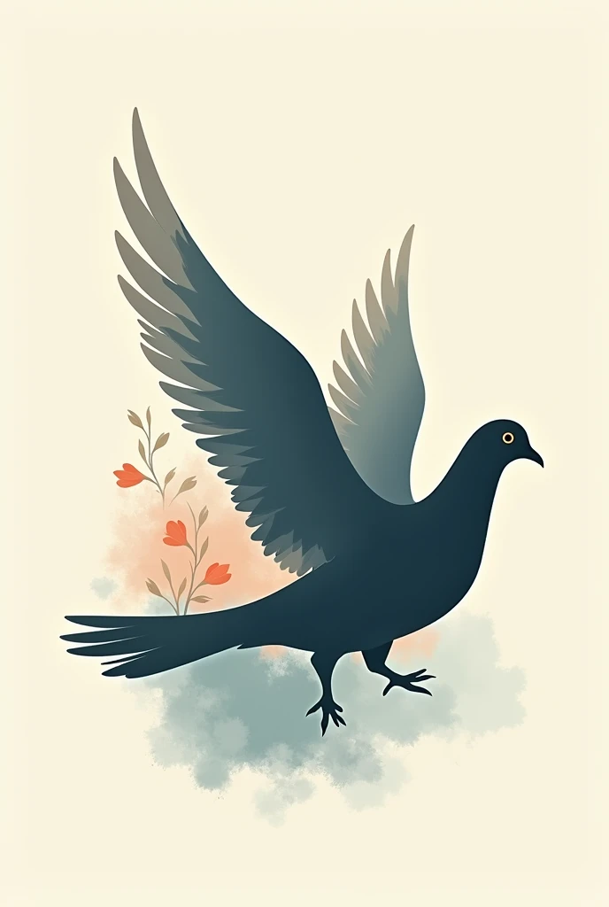 Silhouette of a pigeon. Abstract art, beautiful clean, fresh, quality,