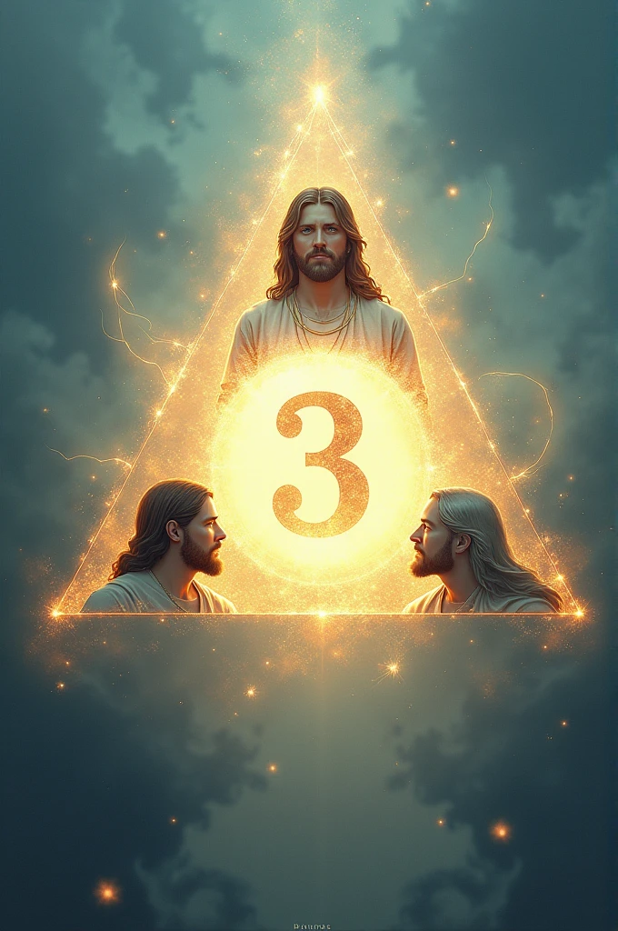 Image of a triangle that has corners Father&#39;s Day, son and holy spirit and in the center in number 3