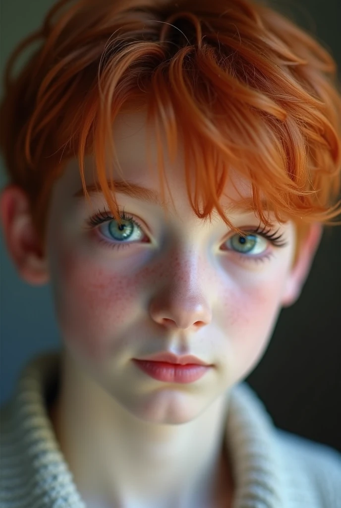 16 year old redhead boy with white skin, long red eyelashes of 1.69 cm with a slightly curved 18 cm penis