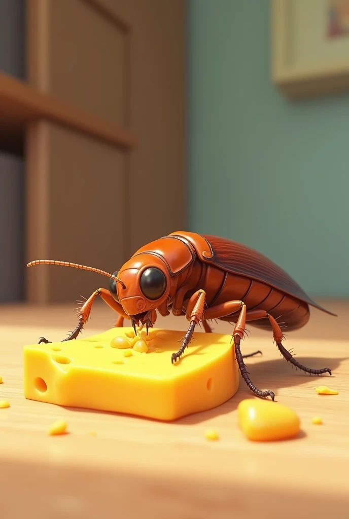 A cockroach eating a cheese Animated