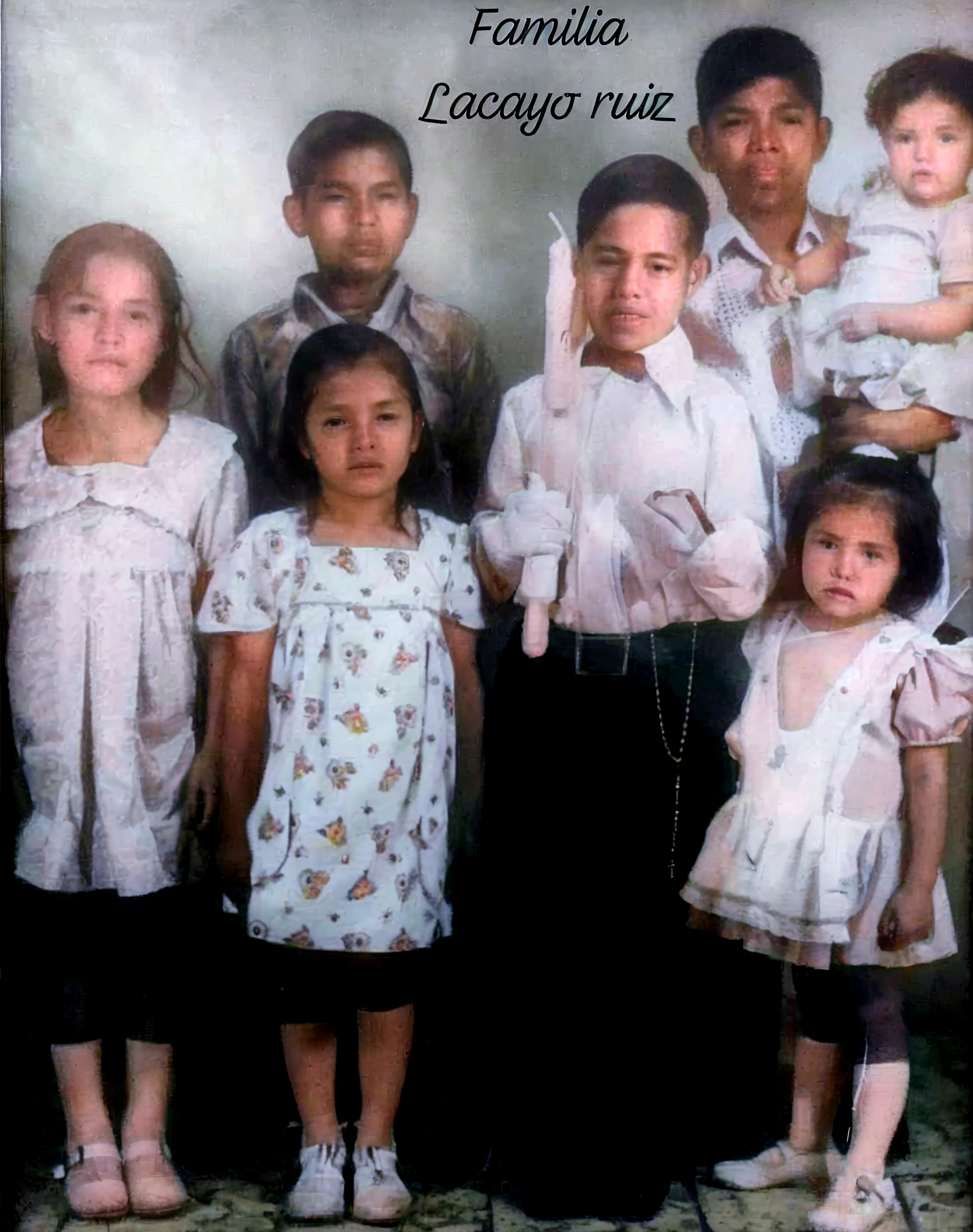 Two children and a woman standing on the windowsill, old picture, childhood memory, hyper HD, Masterpiece, Textured skin, High quality, High details, Best quality, A high resolution, 16k, childhood friend, around 1 9 years old, Profile picture, scanned, photograph taken in 2 0 2 0, Help me, inspired by Li Keran, 90's photo, foto antiga, 90's photo, discovered photo