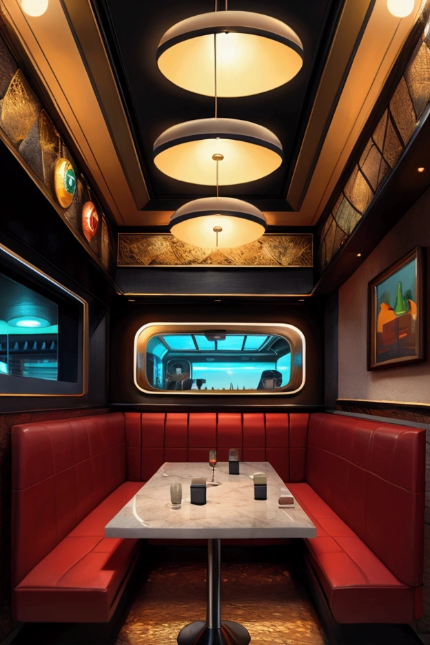 Restaurant the refuge dated retro futurism.