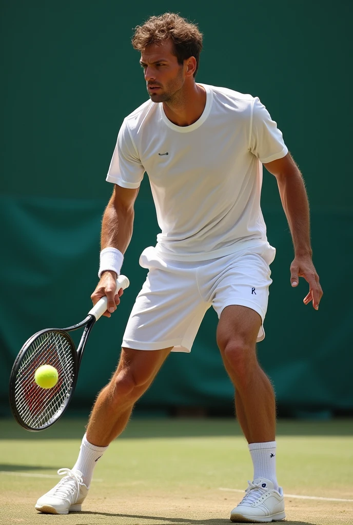 tennis player，male，healthy，vitality，Real People，whole body，With feet，masterpiece，best quality