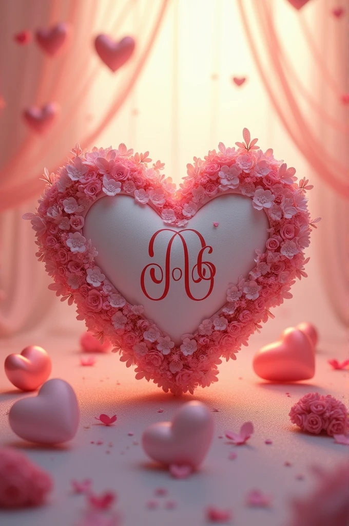 Generate a heart with the names Xochiquetzal and Luis with the initials in the center