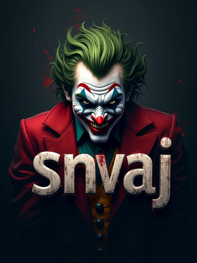 logo "snvaj" stylish letter logo front, background joker , realistic and attitude with logo joker