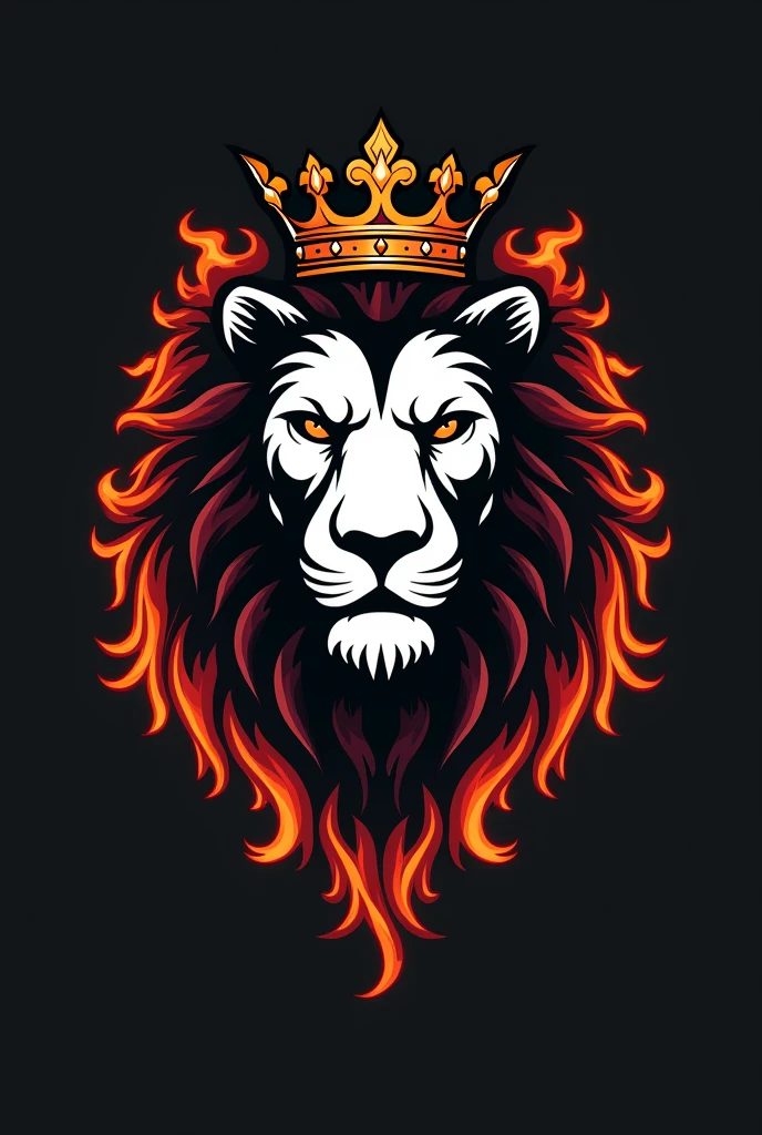 Make a logo that combines a lion's head with a crown with fire with few details in black and white with the phrase “Fire Teens”