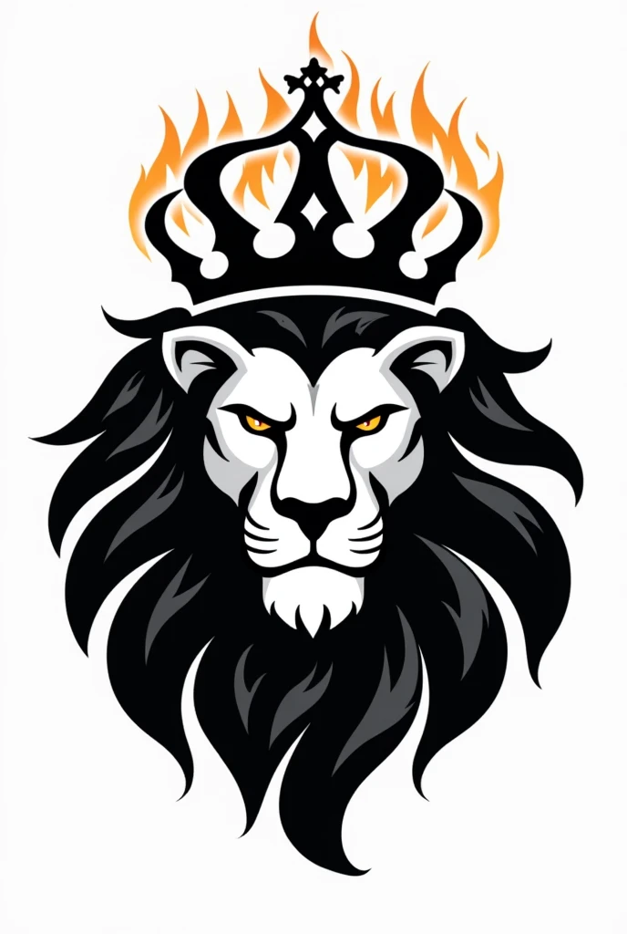 Make a logo that combines a lion&#39;s head with a crown with fire with few details in black and white with the phrase “Fire Teens”