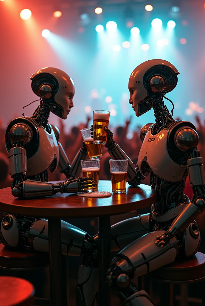 2 almost human robots drinking beer at an Enrique Iglesias concert



