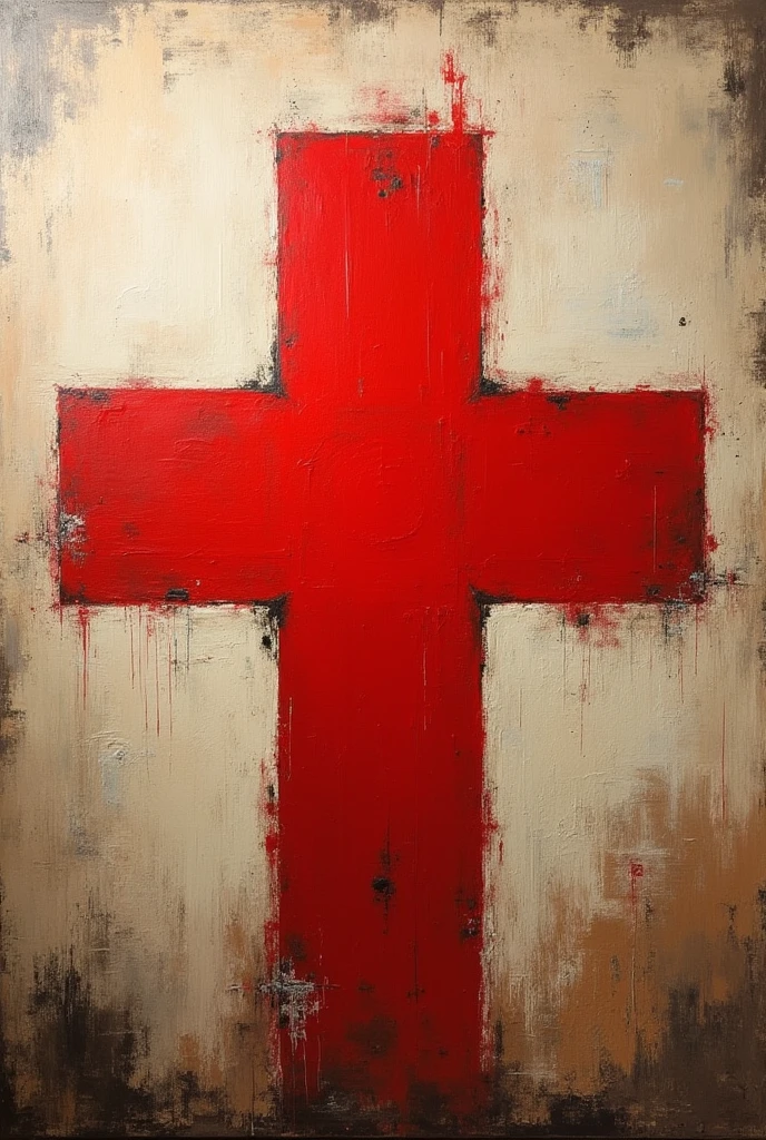 an image representing the red cross,
THE IMAGE MUST BE REPRESENTED AS IF IT WERE A PAINTING ON A CANVAS