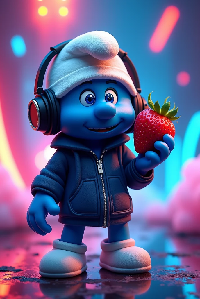 Alan Walker&#39;s meme smurf with strawberry 