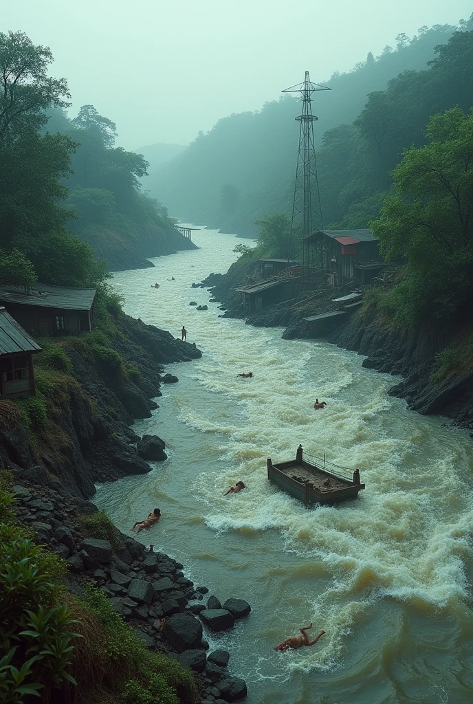 7 shutter dam,Mullaperiyar dam broken,water high flow, village are flood, people's died, body's in the water, animals died, building's fall, house broken 